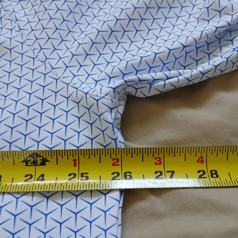 Deolax Quarter Zip Pullover Men XXL Blue White Geometric Print Golf Top